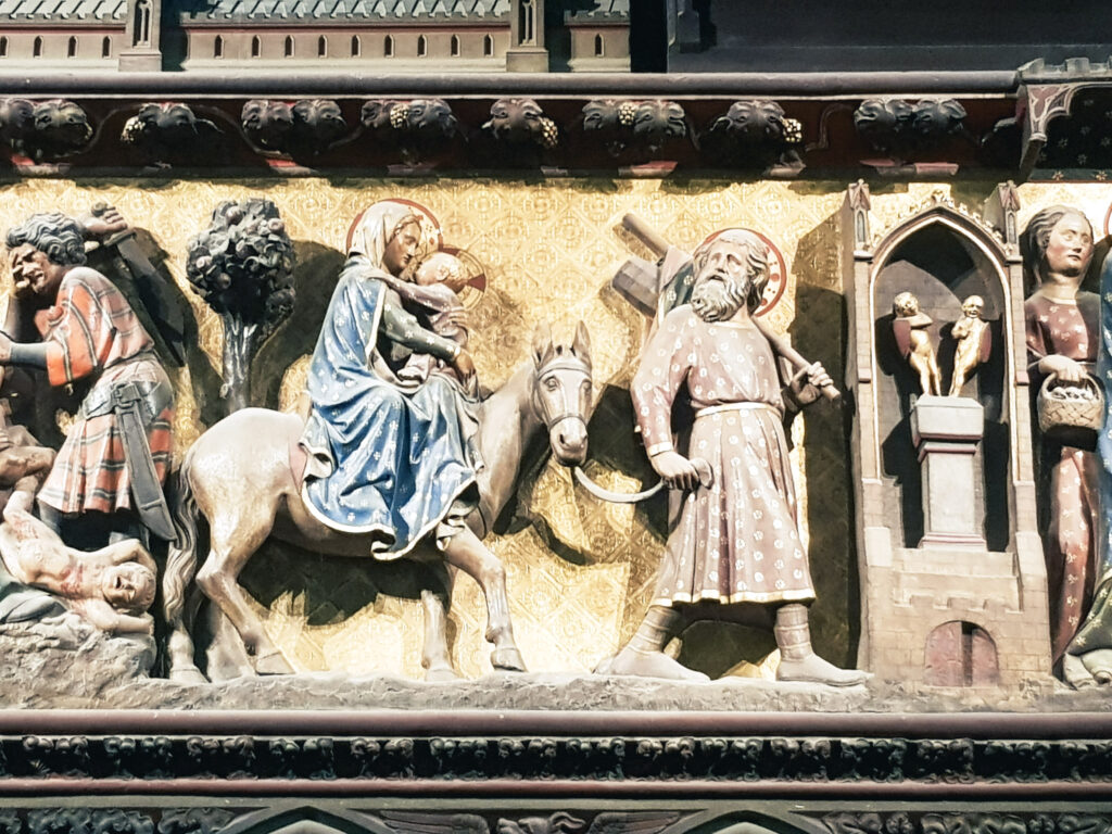 Sculpture of the nativity at the Notre-Dame Cathedral